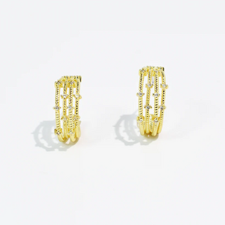 PRE-ORDERTRJ Golden Crystal Twist Hoop Earrings