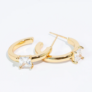 PRE-ORDERTRJ Luxe Solitaire Gold Hoop Earrings