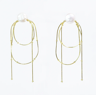 PRE-ORDERTRJ Golden Muse Pearl Drop Earrings