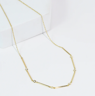 PRE-ORDERTRJ Sleek Crystal Bar Gold Necklace