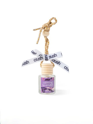 Hanging scent diffuser with Calming Lavender bottle and twine loop