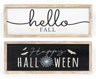 Hello Halloween Reversible Wood Sign