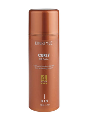 Curly styling cream bottle by KINSTYLE, brown-copper container with flip-top cap