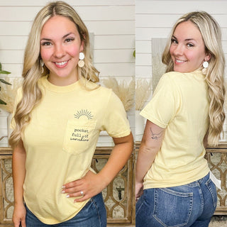 Pocket Full of Sunshine Cotton Short Sleeve Yellow Avery Mae Graphic Tee Shirt