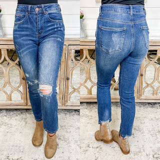 Cheryl High Rise Risen Distressed Blue Skinny Jeans