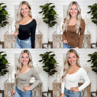 Basic Reversible V & Scoop Neck Long Sleeve Top - 6 colors!