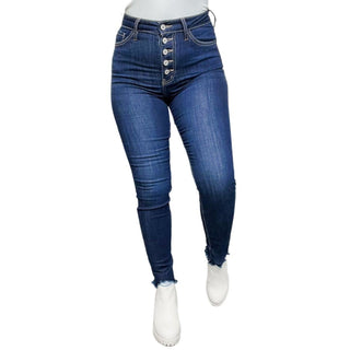 KanCan Kennedy High Rise Button Fly Skinny Dark Wash Blue Jeans