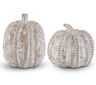 Whitewashed Resin Pumpkin - 2 options!