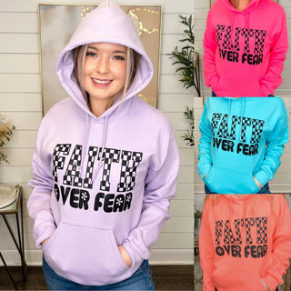 Bring Faith Over Fear Cotton Blend Long Sleeve Avery Mae Hooded Sweatshirt - 4 colors!