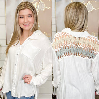 Vintage Havana Sandy Shores Lightweight Long Sleeve Ivory Button Up Top