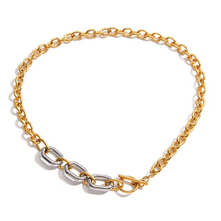PRE-ORDER SAV Mixed Metal Oval Toggle Necklace-Waterproof