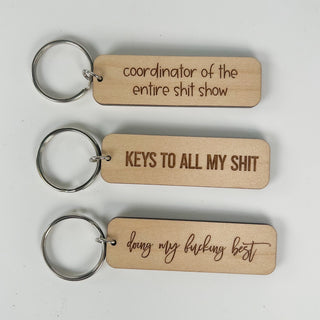 Funny Adult Wooden Keychain - 3 options!