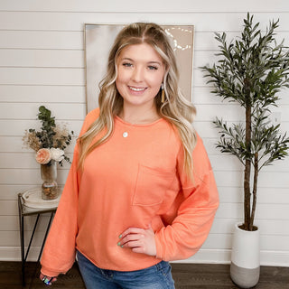 White Birch Close the Deal Knit Long Sleeve Orange Top