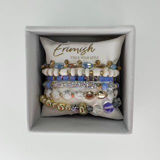 Erimish Beautiful Breeze Periwinkle Pillow Stack Bracelet Set - 6 piece set!