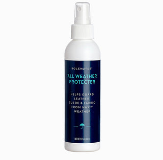 Weather protector spray bottle with white cap and blue label.