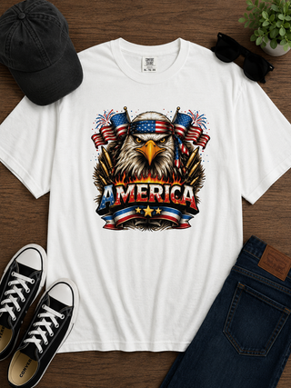 America Eagle Cotton Short Sleeve White Avery Mae Graphic Tee Shirt (Comfort Colors)