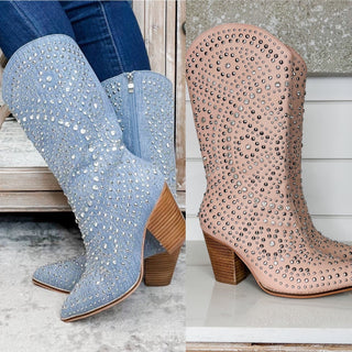 Corky Speaks to Me Rhinestone Tall Boots - 2 colors!