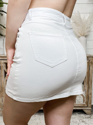 Reach For Me White Denim Skirt