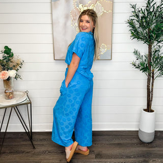 Daisy Ahead Short Sleeve Blue Avery Mae Lounge Set