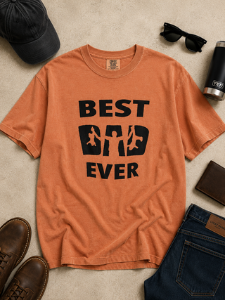 Best Dad Ever Cotton Short Sleeve Rust Avery Mae Graphic Tee Shirt (Comfort Colors)
