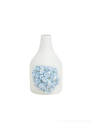 Ceramic vase with blue flower relief