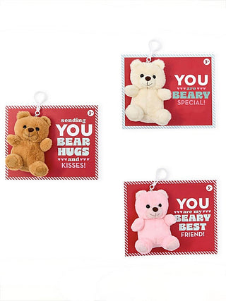 Set of three teddy bear greeting cards with white, pink, and brown bears