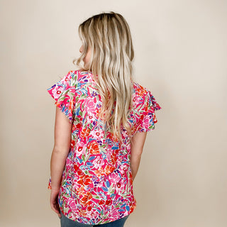 Emily Wonder Finish the Vibes Short Sleeve Floral Top