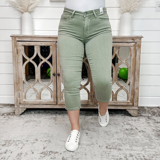 Judy Blue Adele Mid Rise Sage Capris