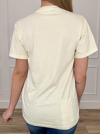 Cream crew-neck cotton tee, plain back view