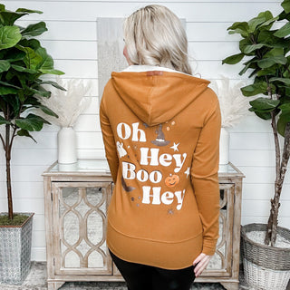 Hey Boo Ampersand Avenue Caramel Full Zip Hooded Sweatshirt