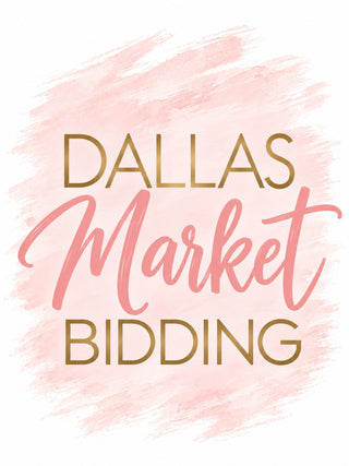 Dallas Market Bidding wall art print with gold and script lettering