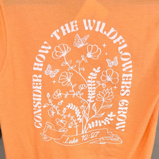 Consider Wildflowers Cotton Blend Short Sleeve Orange Avery Mae Graphic Tee Shirt