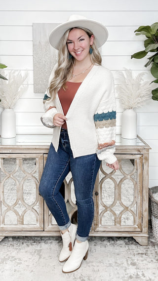 Bring It Forward Hem & Thread Knit Ivory Cardigan