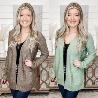 Let's Reschedule Heathered Knit Long Sleeve Cardigan - 2 colors!