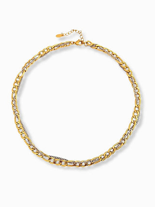 Gold-tone layered chain necklace with lobster clasp