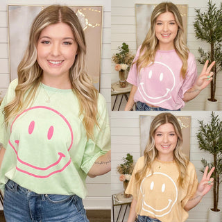 Easel Smiling is my Favorite Cotton Short Sleeve Graphic Top