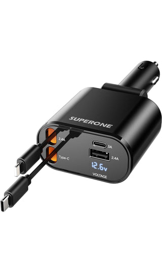 PRE-ORDER TECH 4-in-1 Retractable Car Charger