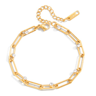 PRE-ORDER SAV CZ Studded Paperclip Bracelet Water Resistant