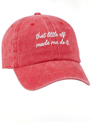 Red baseball cap with front embroidered slogan