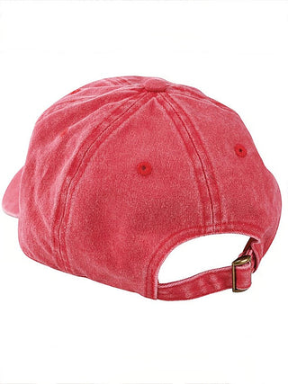 Red baseball cap back with adjustable leather strap