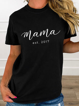 Established Mama Custom Year Cotton Short Sleeve Black Avery Mae Graphic Tee Shirt - Multiple Options (Comfort Colors) | Aver