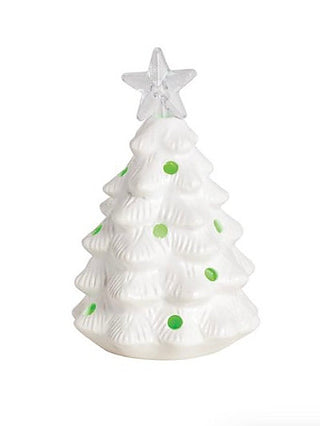 Ceramic light-up shelf sitter Christmas tree with green dot accents and star top