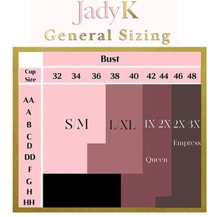 JadyK general sizing bust and cup size chart for bras