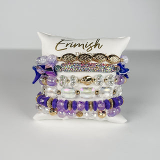 Erimish Eye of the Beholder Purple Pillow Stack Bracelet Set - 6 piece set!