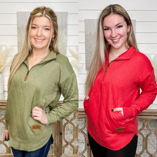 Say We'll Be Together Quilted Long Sleeve Quarter Zip Sweatshirt - 2 colors!