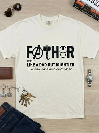 One Mighty Fathor Cotton Short Sleeve Cream Avery Mae Graphic Tee Shirt (Comfort Colors)
