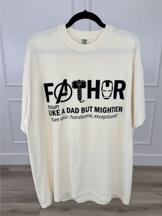 One Mighty Fathor Cotton Short Sleeve Cream Avery Mae Graphic Tee Shirt (Comfort Colors)