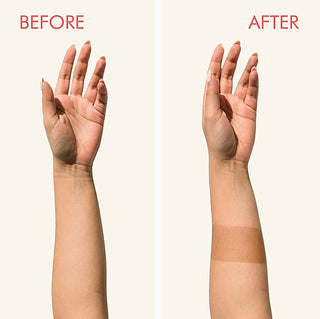 Self tanning lotion after result on forearm, warm bronze area with smooth even finish