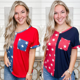 Get To Know Rayon Blend Short Sleeve Avery Mae Star Top - 2 colors!