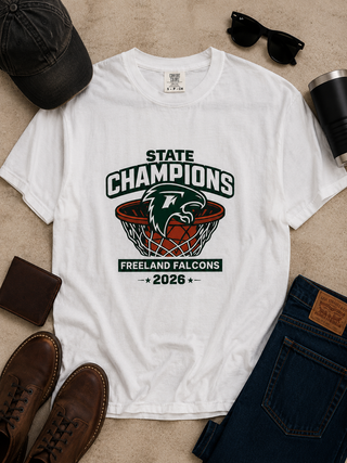 State Champs Cotton Short Sleeve White Avery Mae Graphic Tee Shirt (Comfort Colors)
